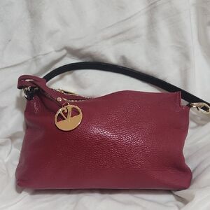 Valentina Burgundy Leather Shoulder Bag